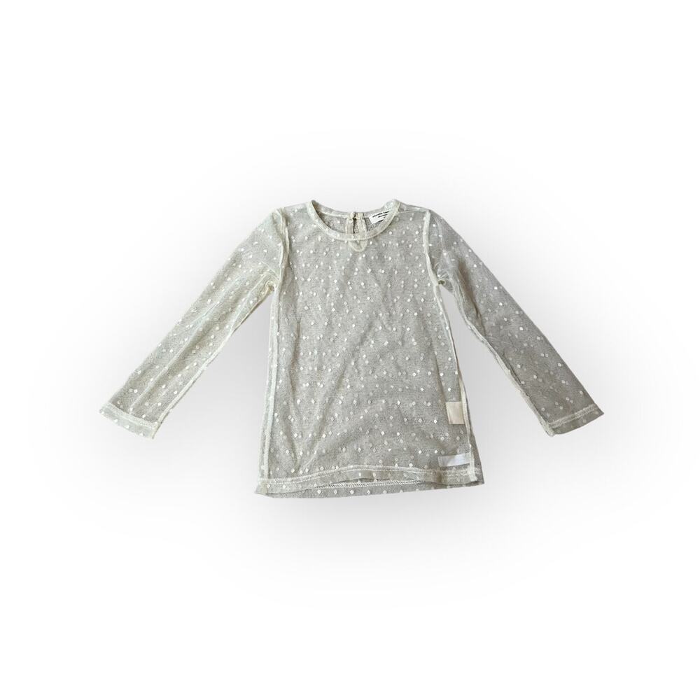 Adorable Essentials Beige Swiss Dot Sheer Layering Tee